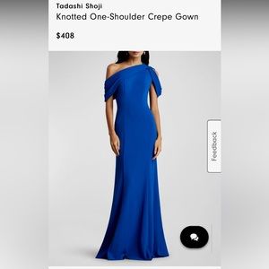 Tadashi Shoji Knotted One-Shoulder Crepe Gown